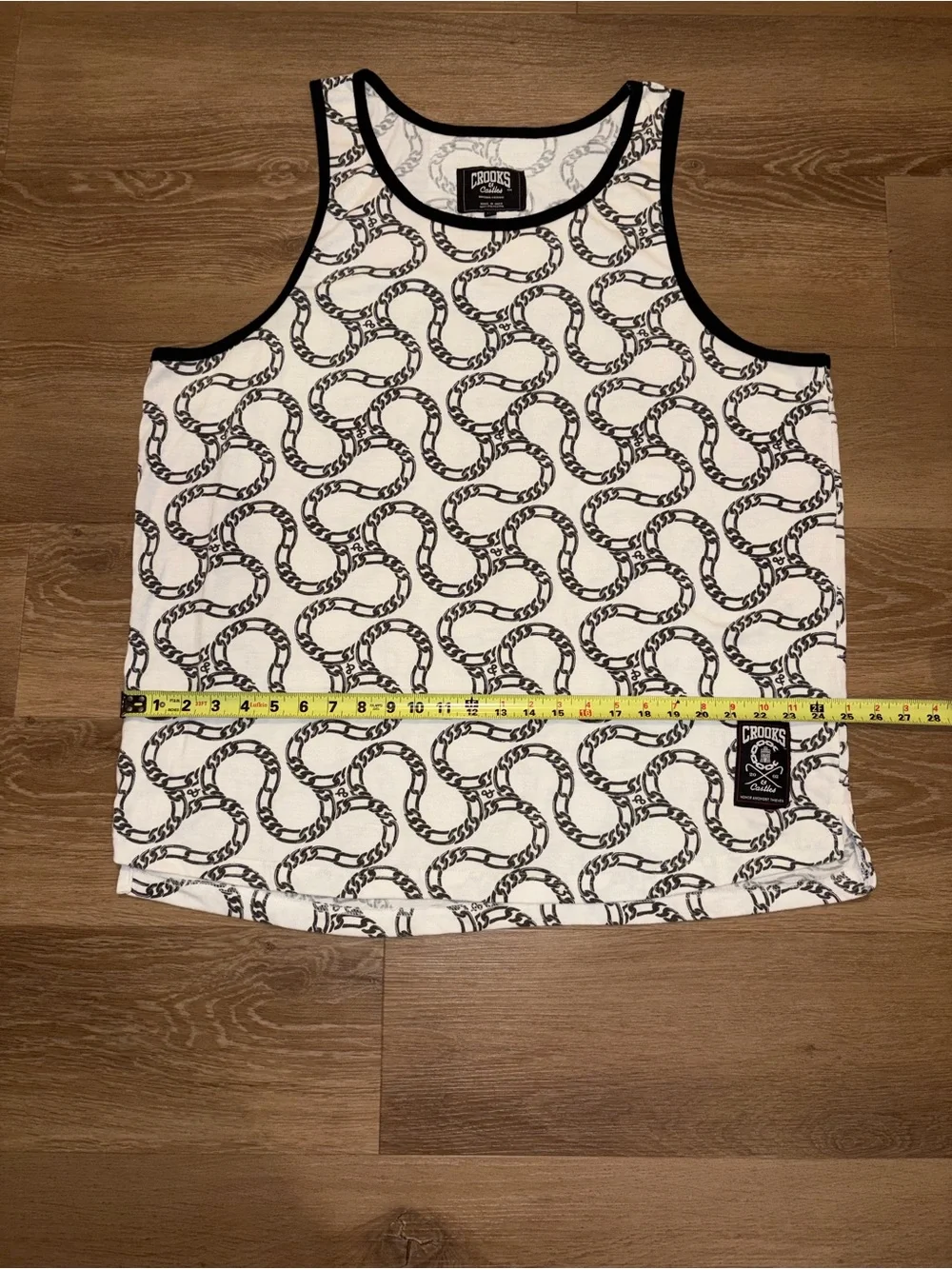 Crooks & Castles Chain Print Tank Top Men’s XL White Black Streetwear Used - Picture 5 of 9